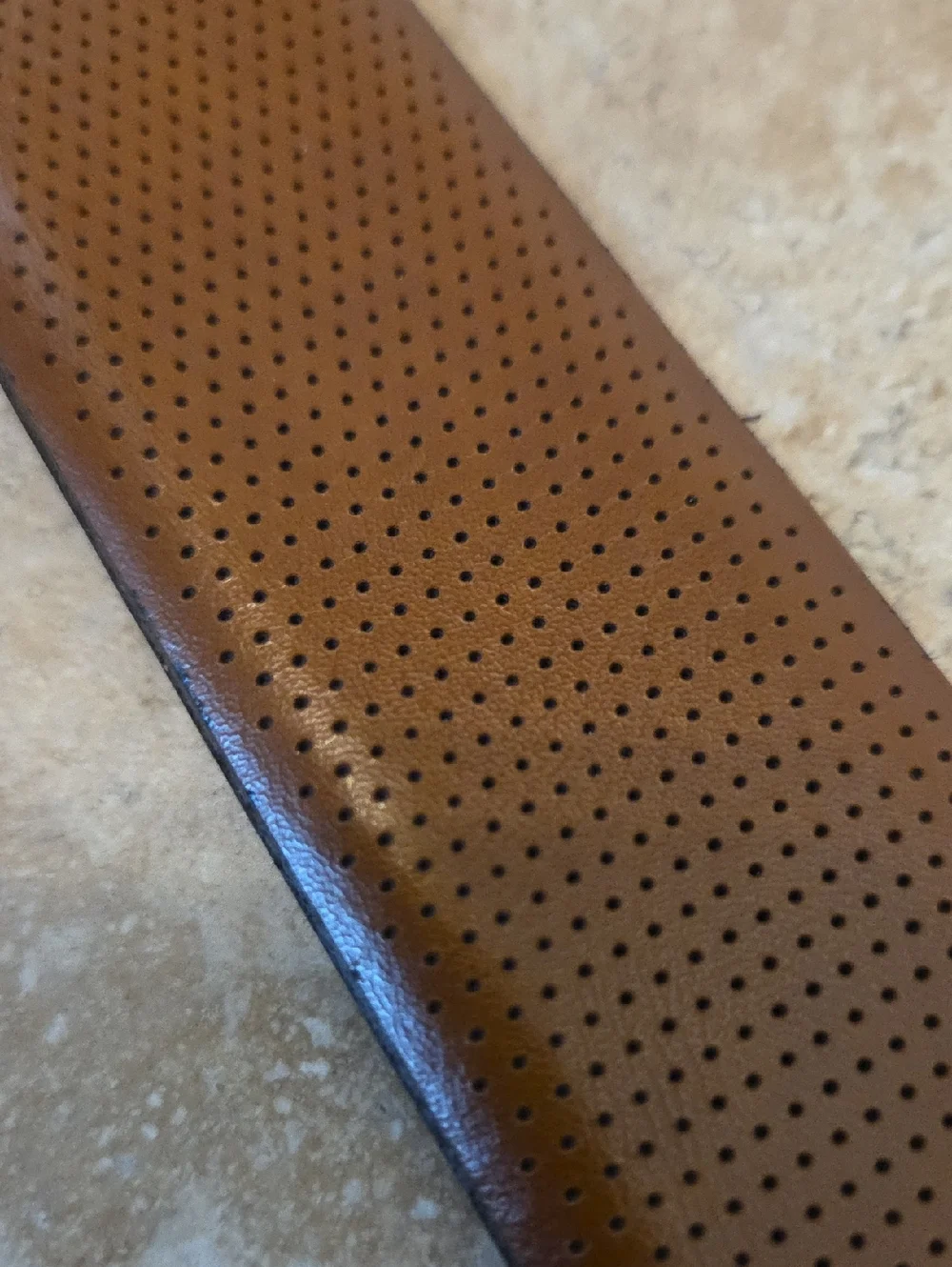 MEN'S JOHNSTON & MURPHY BROWN CALFSKIN LEATHER PERFORATED BELT SILVER BUCKLE 40